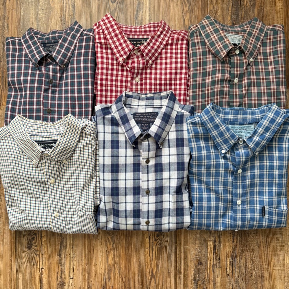 Abercrombie‎ & Fitch The Big Shirt Mens XL Green Plaid Y2K VTG RARE FIND 90'S